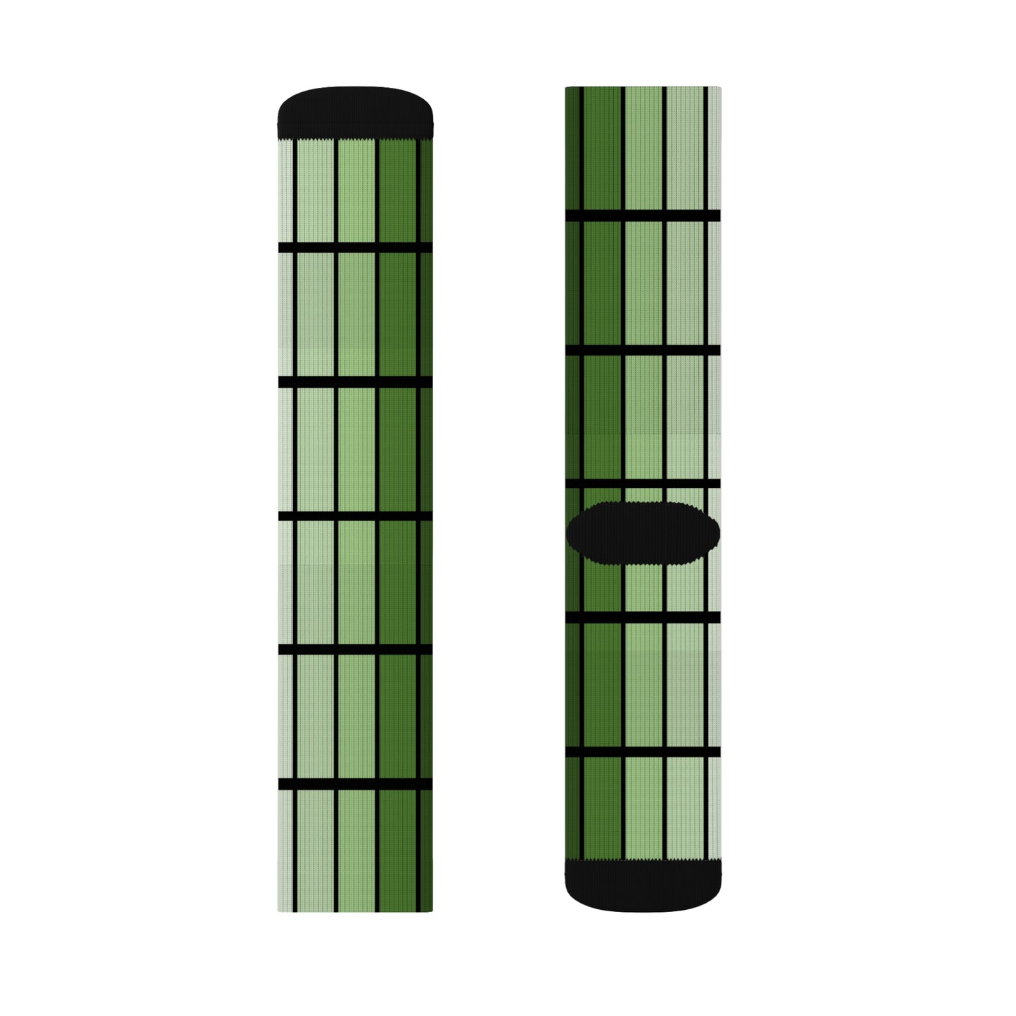Green Plaid Ribbed Crew Socks