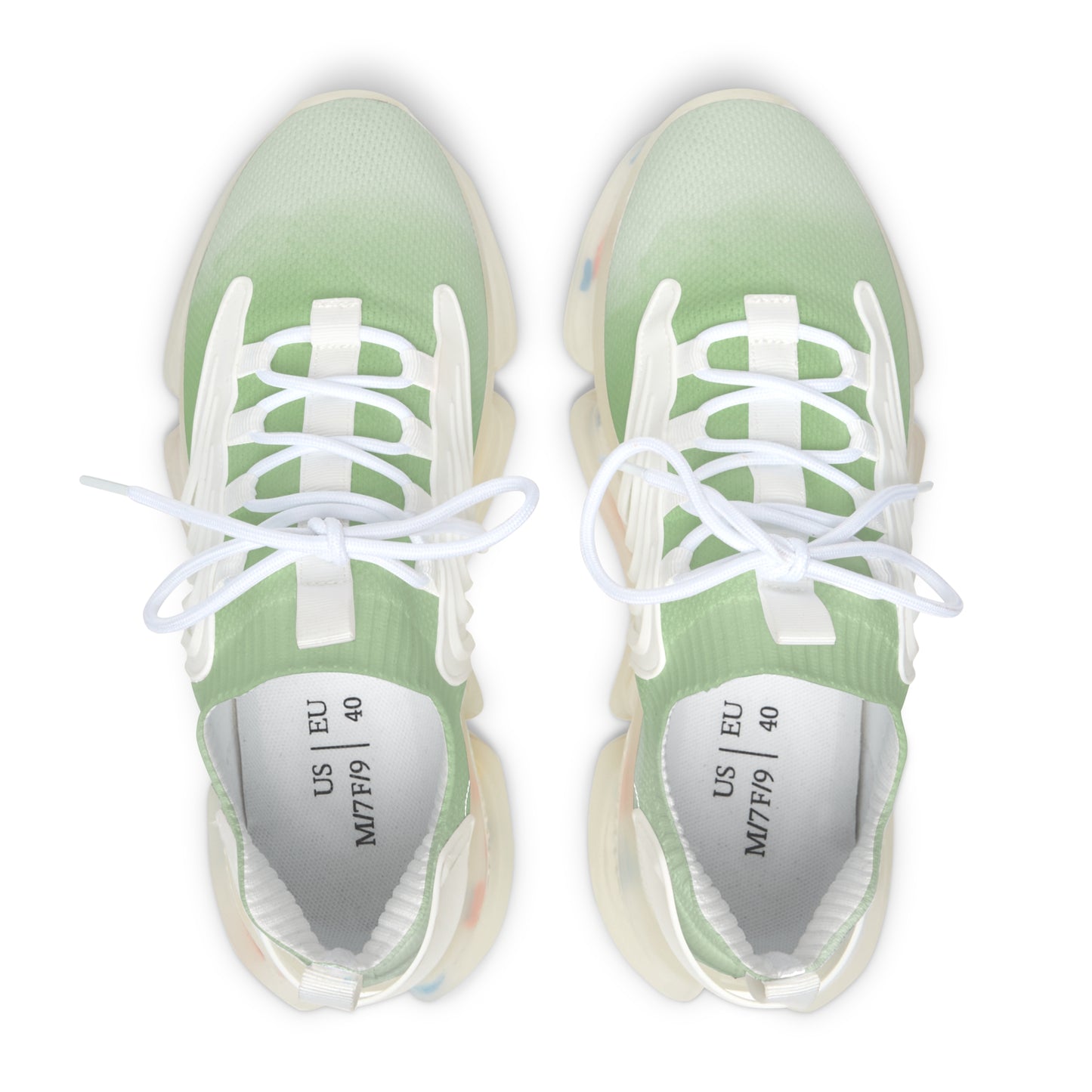 Mint Mesh-Knit Sneakers with White Detail