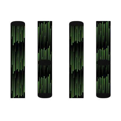 Green Striped Unisex Crew Socks