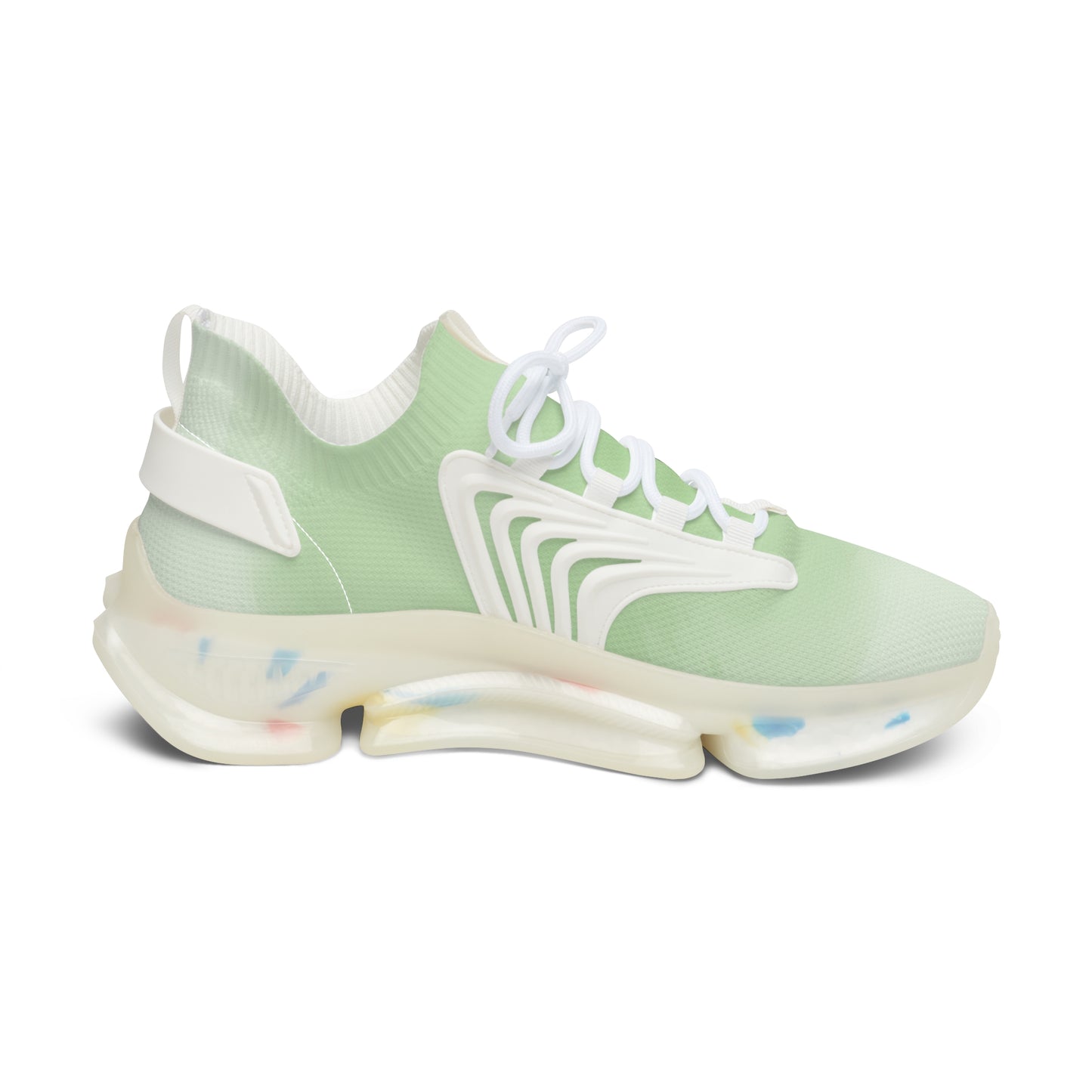Mint Mesh-Knit Sneakers with White Detail