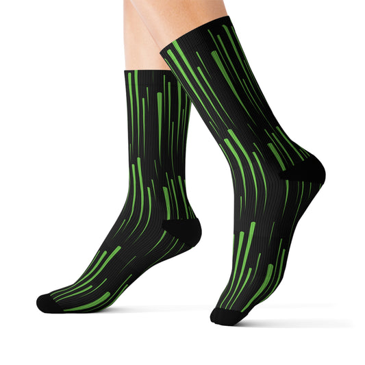 Green Striped Unisex Crew Socks